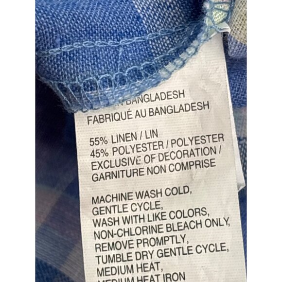 Izod Mens Short Sleeve Plaid Button Front Shirt Size L Linen Blend New - Picture 7 of 8